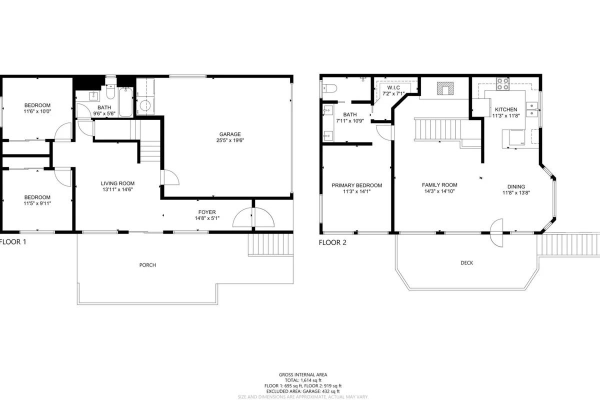 A spacious, inviting living room flows into a kitchen and out towards a deck. The seating area is arranged for group conversation or movie nights, and there’s a sense of openness and sunlight that suggests direct access to outdoors.